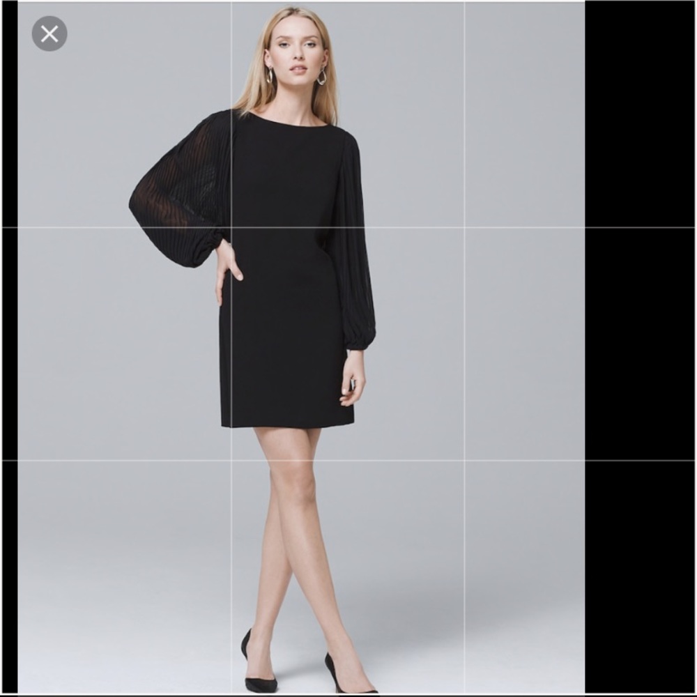 WHBM Chiffon sleeve black shift dress✨